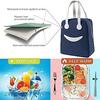 Keetly Insulated Canvas Smiley Lunch Bags with Aluminum Lining | Lunch Bag for School Office Travel Tiffin Thermal Food Cooler Bags Picnic for Kids Men Women | Leakproof Hot Cold (Navy Blue) view 4