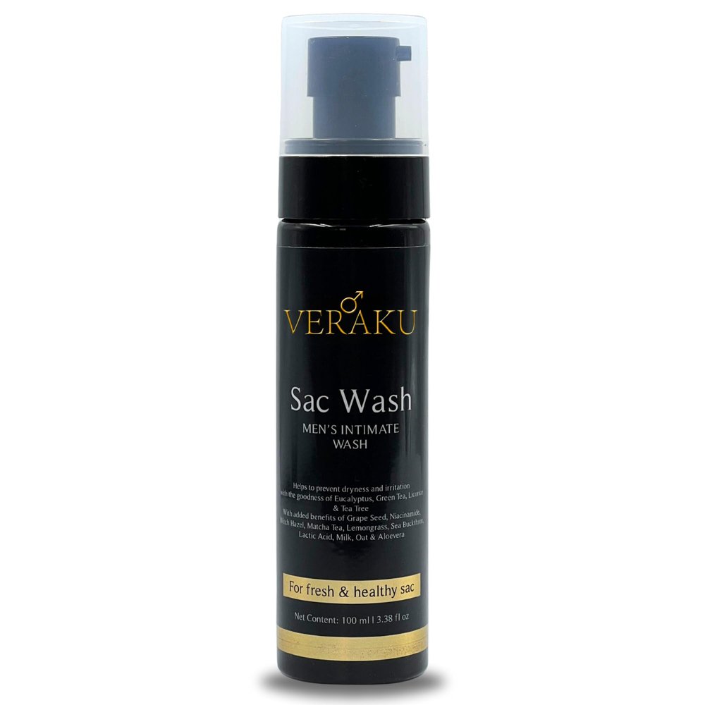 Veraku Sac Wash (Men's Intimate Wash-100 ML) | pH Balanced | Odour Control & Anti-Bacterial | Natural Ingredients