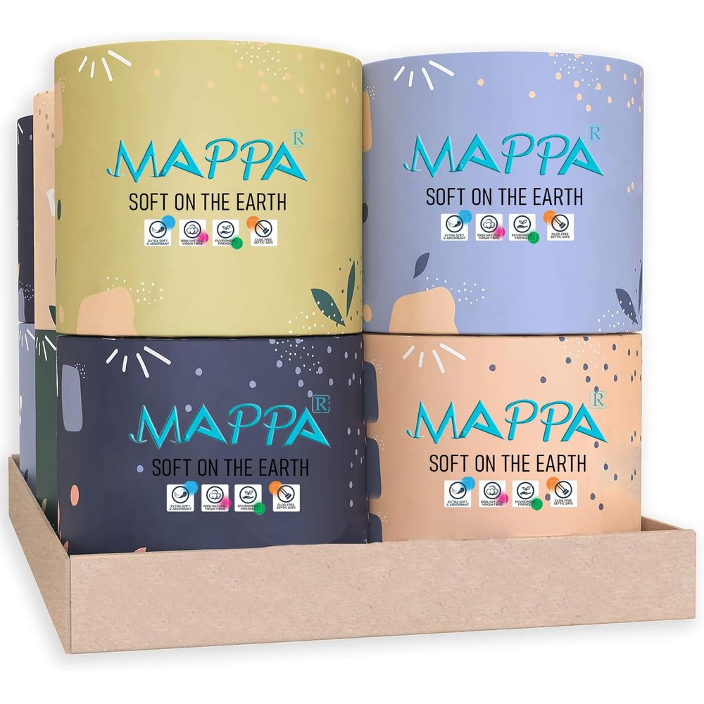 MAPPA 2 Ply Toilet Paper Rolls - Bulk Pack of 60 (150 Sheets/Roll, 9000 Total Sheets) | Soft Bathroom Tissue