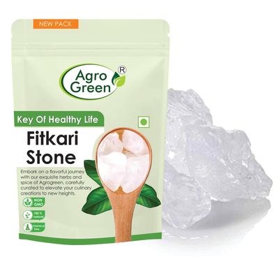 Agrogreen Alum Stone For Skin - Fitkari Stone - White Crystal Stones - For Skin Tightening And Glowing Skin - Phitkari Stone - Firkiri Alum Stone - (400 GM)