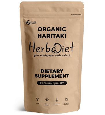 Herbadiet Organic Haritaki Fruit Powder|227 Gram|100% Certified Terminalia Chebula|Detoxification & Rejuvenation