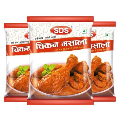 SDS Chicken Masala - 40gm (Pack of 3) | Natural Ingredients | Hot & Spicy | Blended Spice Mix | Zero Added Colours & Preservatives | Non-Veg Masala Powder for Home