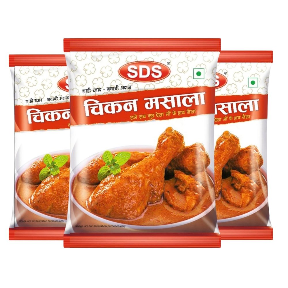 SDS Chicken Masala - 40gm (Pack of 3) | Natural Ingredients | Hot & Spicy | Blended Spice Mix | Zero Added Colours & Preservatives | Non-Veg Masala Powder for Home