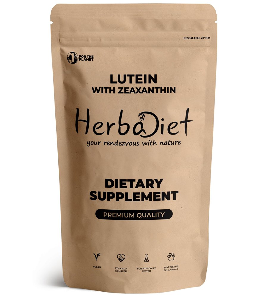 Herbadiet Lutein Powder|50 Gram|Marigold Extract Powder 20% Lutein With Zeaxanthin|Antioxidant,Eye&Vision Health