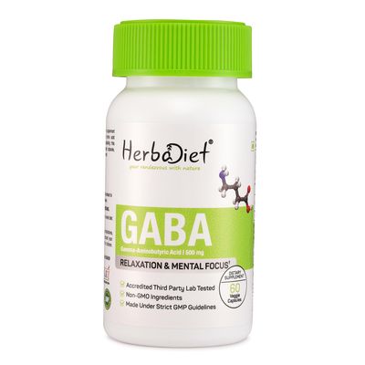 Herbadiet Gaba(Gamma-Aminobutyric Acid)60 Capsules|Promotes Calm,Relaxation Supplement