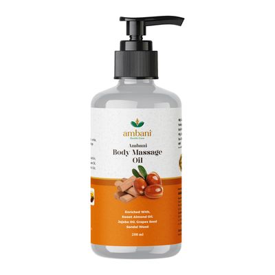 AMBANI HEALTH CARE Body Massage Oil I Pure & Natural Ingredients I Moisturizing Body Oil with Relaxing Aroma for a Soft, Smooth & Glowing Skin I Aromatherapy I Relaxing Mind & Anxiety (200ML)