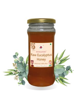 BURAANSH Eucalyptus Bottle Honey - Unprocessed, Unheated 100% Pure & Natural Raw Honey | No Added Sugar Unadulterated | Quick Energy Boost, Relieves Cough, Soothes Sore Throat (Pack of 1) (270.00)
