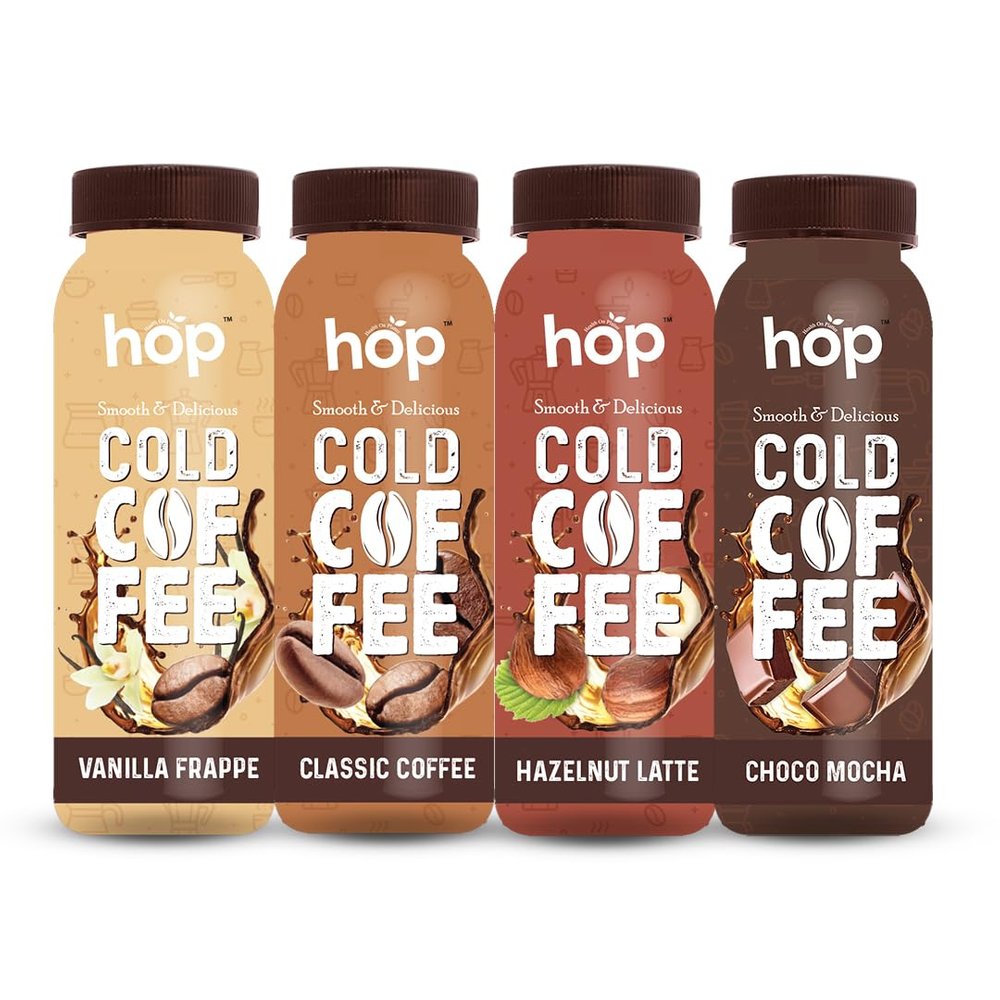 Hop Cold Brew Coffee - Refreshing and Smooth Ready-to-Drink Cold Coffee Beverage,Mix Coffee 200 ml (Mix Coffee, Pack of 12)