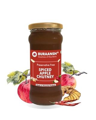 BURAANSH Apple Chutney - Pack of 1 | 420g Glass Bottle | 100% Natural Himalayan Spiced Apple Handcrafted in The Mountains, Sweet & Spicy Instant Chutney - No Added Preservatives, Colour & Flavor