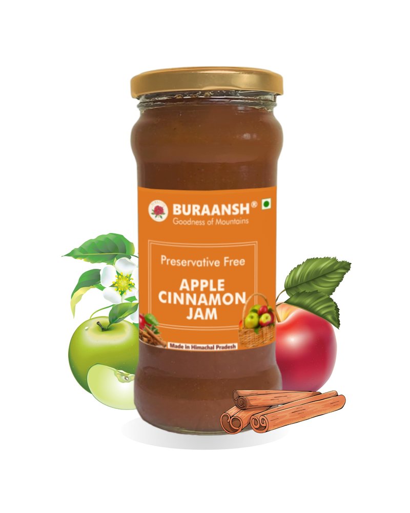 BURAANSH Jam Bottle - Perfect Spread for Bread, Pancakes, Waffles - 420g Apple Cinnamon Jam | 100% Natural Fruit- No Added Preservatives - Artificial Color or Flavors - Pack of 1