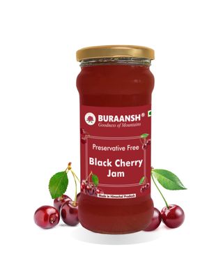 BURAANSH Jam - Perfect Spread for Bread, Pancakes, Waffles - 220g Black Cherry Jam | 100% Natural Fruit Preserve - No Added Sugar & Artificial Color - Pack of 1, Jam Bottle (420)