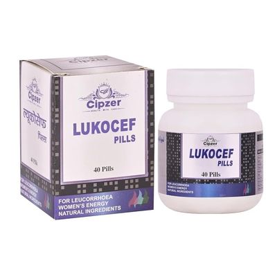 Cipzer Lukocef Pill Natural Medicine for Womens all Problems Irregular Menstruation, Correct Hormonal Balance Prevent Painful periods Leucorrhoea or White Discharge, Odour Balances PH 40 Pills (Pack of 1)