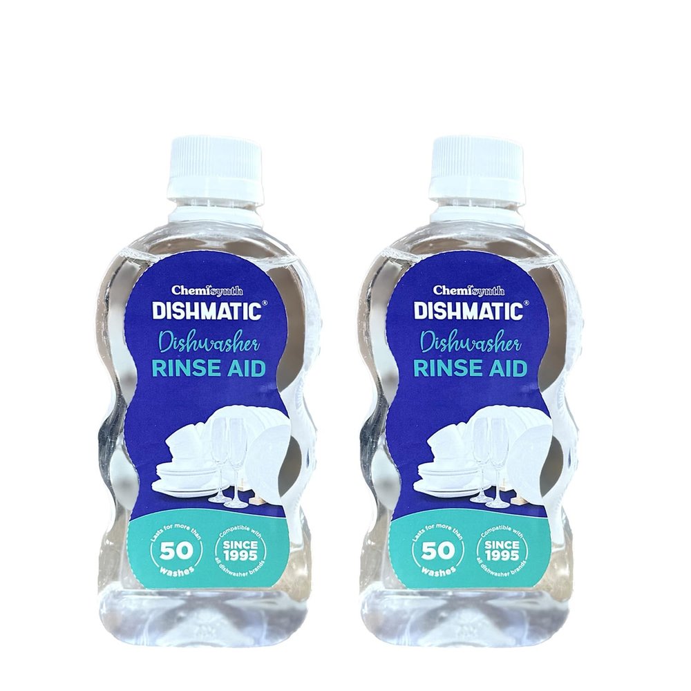 Dishmatic Dishwasher Rinse Aid Combo Pack (500ml x 2) - Spotless Shine, Fast Drying, Compatible with All Dishwashers