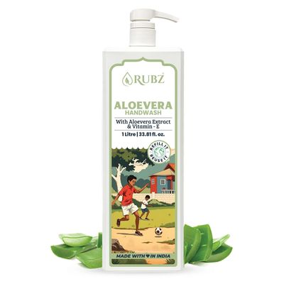 Rubz Aloe Vera Hand Wash I infused with of Aloe Vera Extract | Natural Hydration & Cleansing Formula | Paraben-Free | Suitable For All Skin Types | 1 Litre