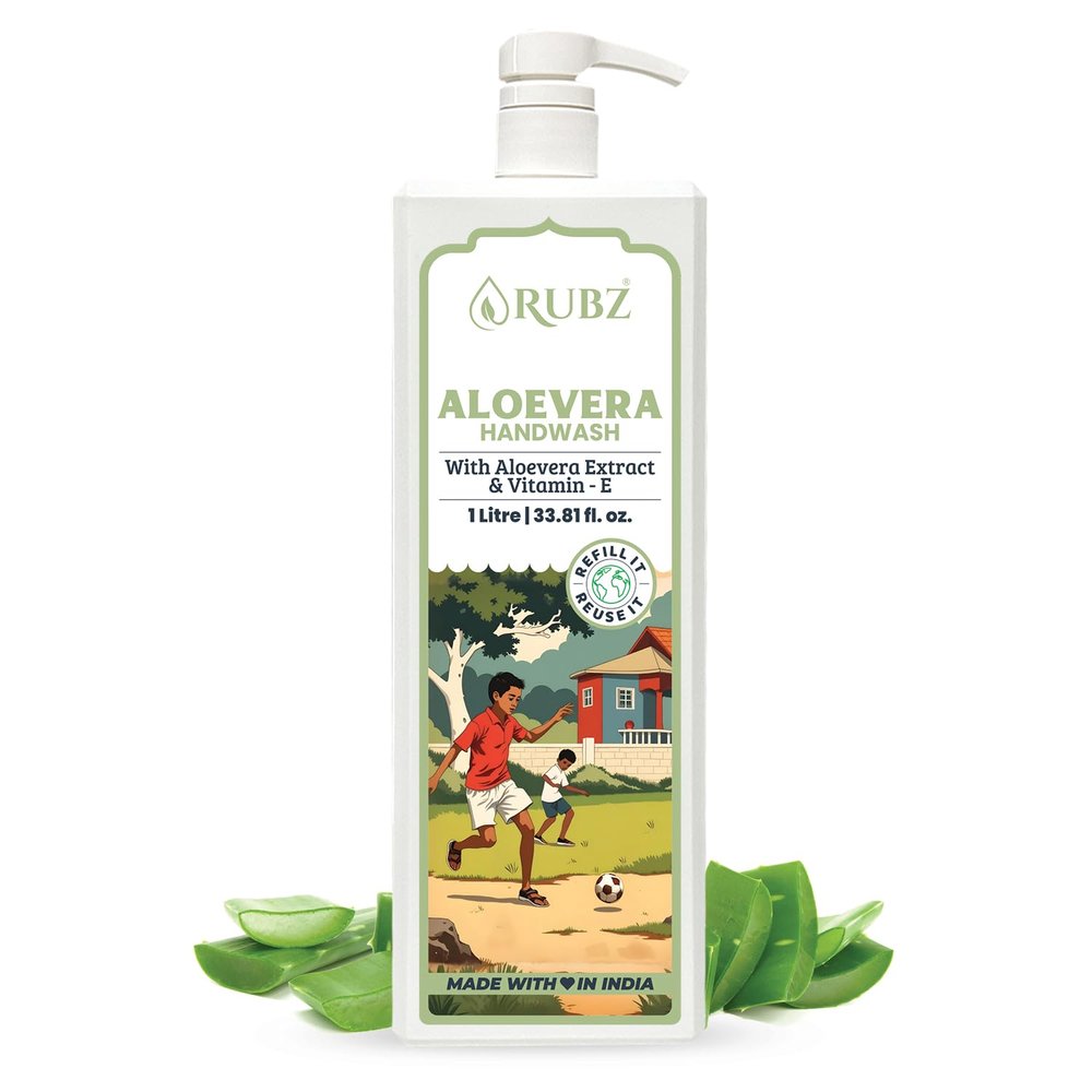 Rubz Aloe Vera Hand Wash I infused with of Aloe Vera Extract | Natural Hydration & Cleansing Formula | Paraben-Free | Suitable For All Skin Types | 1 Litre
