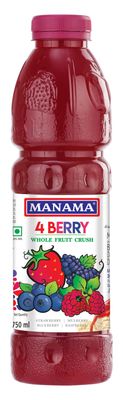 Manama Four Berry Crush (Mix Berry) Topping for Ice Creams, Cakes, Pastries and Shakes, 750ML