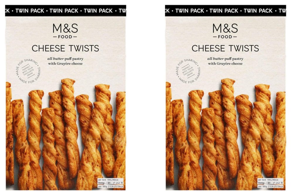 M&S Cheese Twists All Butter Puff Pastry With Gruyere Cheese Twin Pack Of 2 x 125g (Imported)