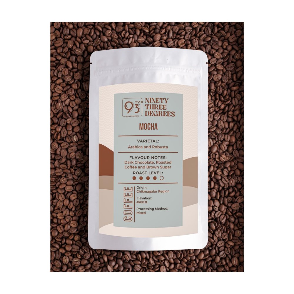 93 Degrees Coffee Roasters - Mocha | Medium Dark Roast, 80/20 Arabica and Robusta Blend - (V60, 250g)