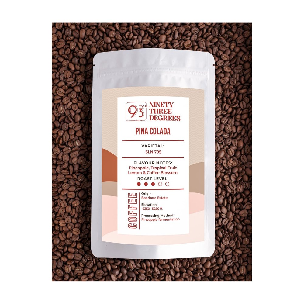 93 Degrees Coffee Roasters - Pina Colada | Medium Light Roast Coffee beans French Press grind - 250g
