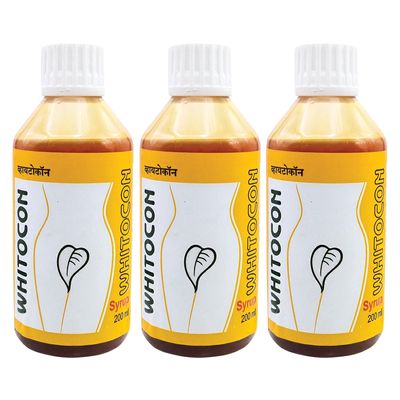 Ujwala Ayurvedashram Whitocon Syrup Pack Of 3 I Ayurvedic Leucorrhoea Medicine I Women Wellness I Healthy Regular Menstruation & Periods I Harmonal Balance Overcome Pcos