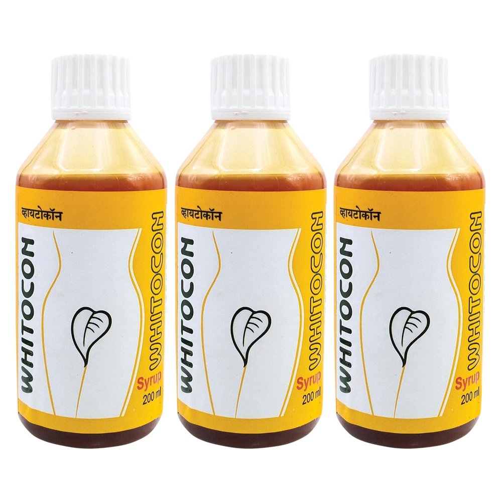 Ujwala Ayurvedashram Whitocon Syrup Pack Of 3 I Ayurvedic Leucorrhoea Medicine I Women Wellness I Healthy Regular Menstruation & Periods I Harmonal Balance Overcome Pcos