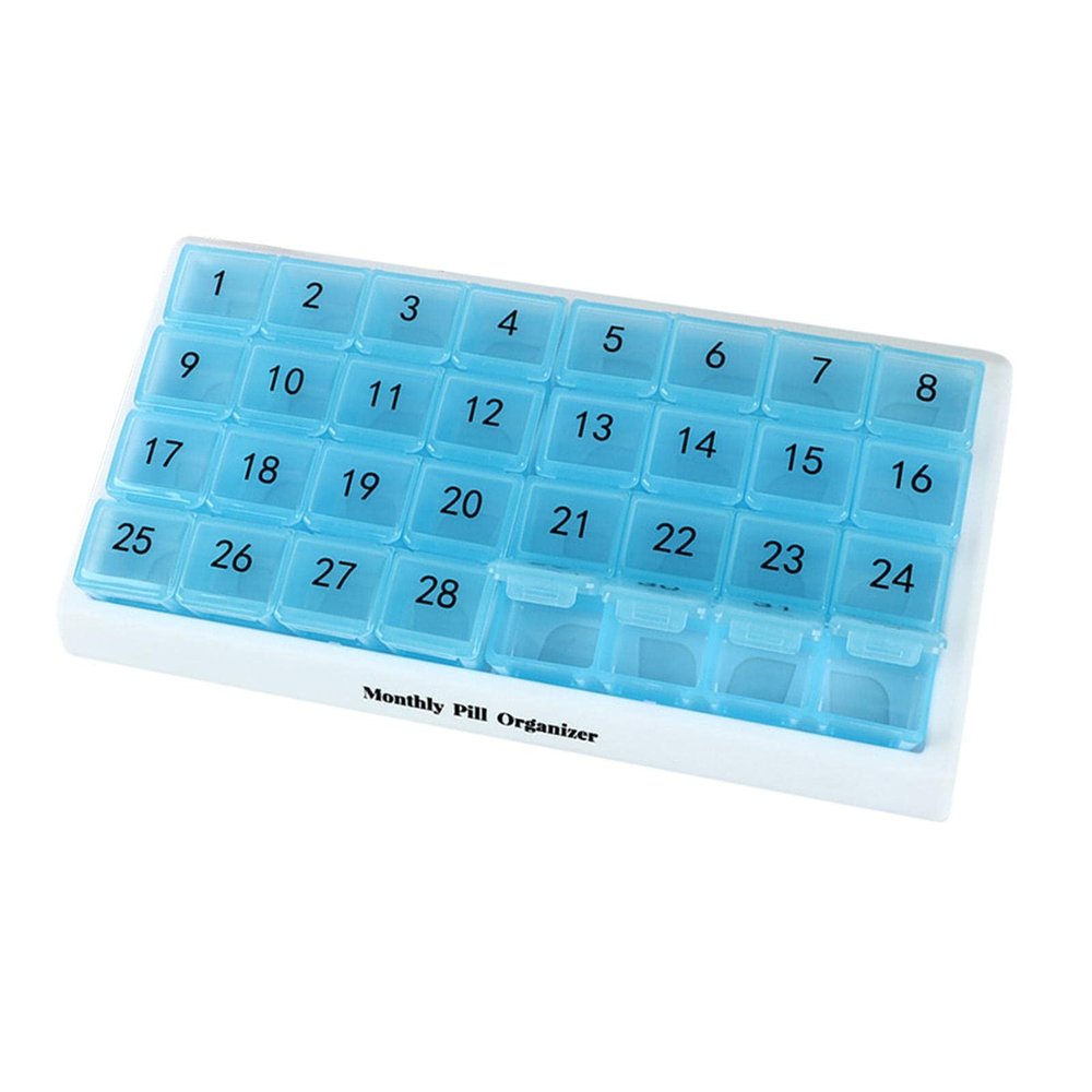 CLUB BOLLYWOOD Monthly Pill Organizer 31 Day for Travel Supplements Vitamins Medications Blue | Health Care | Pill Boxes, Pill Cases