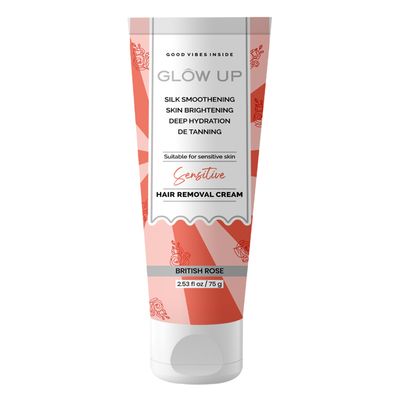 GLOW UP SENSITIVE BRITISH ROSE HAIR REMOVAL CREAM FOR SENSITIVE SKIN| DEEP HYDRATING HAIR REMOVAL CREAM 50 G