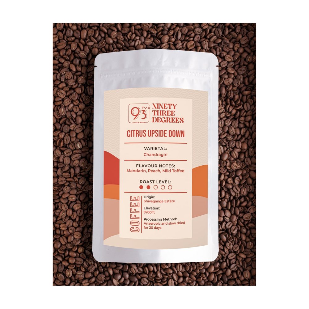 93 Degrees Coffee Roasters- Citrus Upside Down | specialty arabica coffee beans medium light roast cold brew grind size - 250g