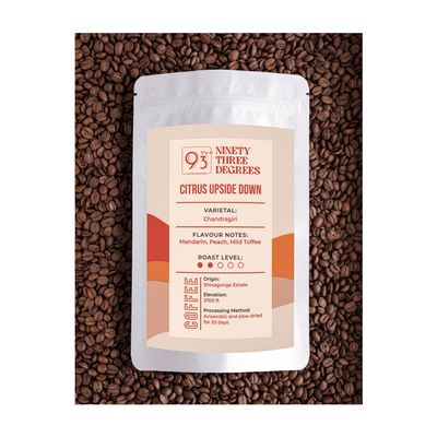 93 Degrees Coffee Roasters- Citrus Upside Down |Medium Light Roast Coffee beans chemex grind - 250 g