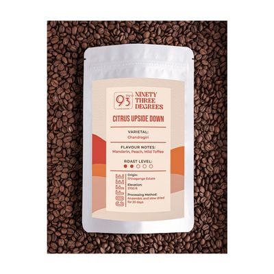 93 Degrees Coffee Roasters- Citrus Upside Down | Medium Light Roast Coffee Beans French Press Grind -1kg