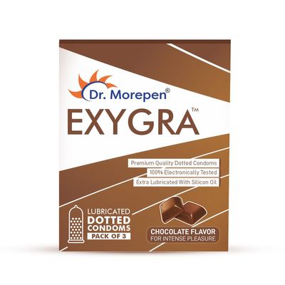 Dr. Morepen Exygra Condoms- Ultra-thin, Lubricated, Extra Dotted, Choco Flavour 30 count