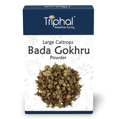 TRIPHAL Bada Gokhru Churna - 200g | Organic Himalayan Gokshura Powder With Maximum Potency Palleru - Nerunjil Non GMO Natural and Pure | For Vitality and Wellbeing