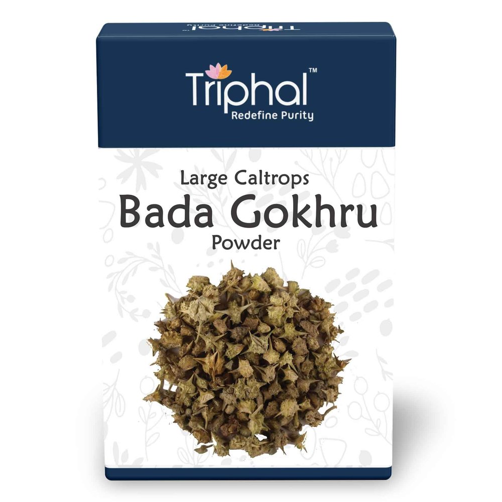 TRIPHAL Bada Gokhru Churna - 200g | Organic Himalayan Gokshura Powder With Maximum Potency Palleru - Nerunjil Non GMO Natural and Pure | For Vitality and Wellbeing