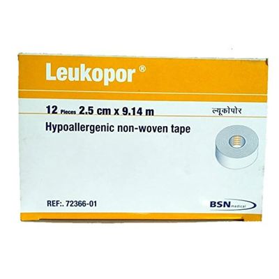 leukopor tape 12 pcs, Size : 2.5cm X 9.14 m