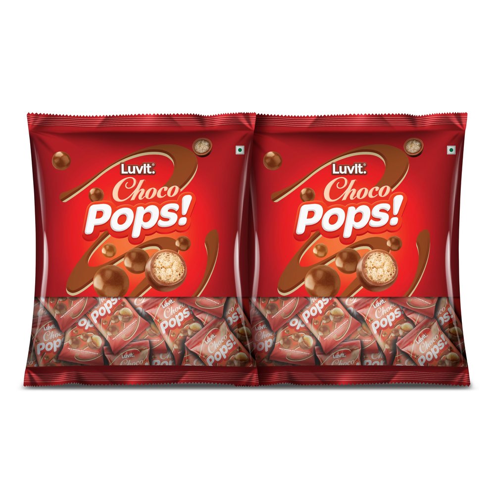LuvIt. ChocoPops |Chocolate Coated Balls With Crunchy Rice Crispies Inside | Pack of 2-344.25g Each