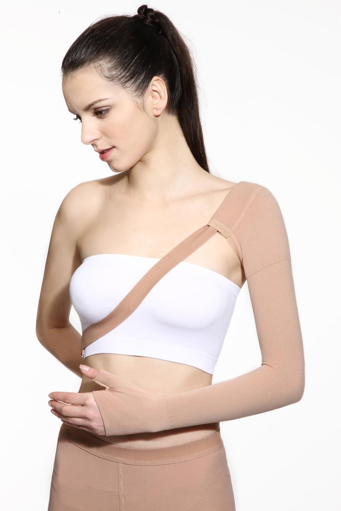 LYMPHACURE Lymphedema Post Mastectomy Compression Arm Sleeve with Shoulder Strap Medical Class I 23-32 mmHg | Imported Medical Compression Armsleeves |(large)