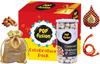 Popfusion Bhai Dooj Gift Pack Roasted Salt & Pepper Makhana & Almond Badam Potli 100g with Bhai Dooj Silk Thread, Roli, Chawal, Chandan, Mishri in a Special Pack with Roli Chawal Chandan for brother view 1