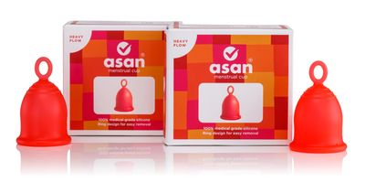 Asan menstrual cup - heavy flow Pack of 2 | Easiest cup to insert & remove I Special ring design | Premium medical grade silicone I Designed in the USA