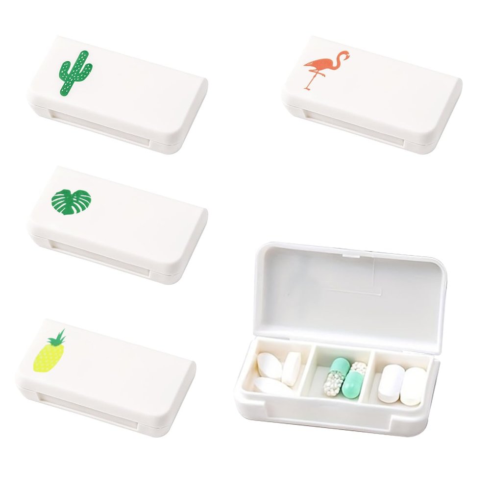HANNEA 4 Pack Small Pill Organizer Pill Case Box, 3 Compartments Travel Pill Organizer, Moisture Proof Daily Pill Case for Pocket Purse, Portable Medicine Vitamin Fish Oil Holder Container