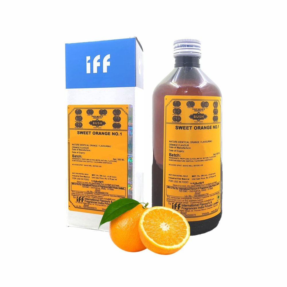 IFF Sweet Orange No.1 Flavour/Essence (Used in Ice Creams, Cakes, Chocolates, Jams, Jellies, Sweets, Marzipan, Confectioneries, Cookies, Sherberts, Milkshakes etc)- 500 ML Pack