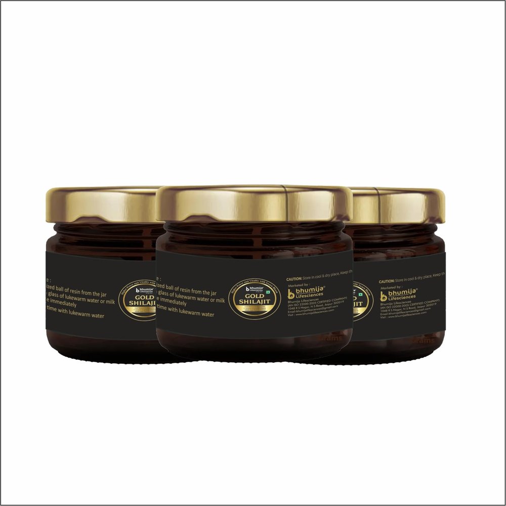 Bhumija Lifesciences Pure Shilajit/Shilajeet Gold Resin - 20g | Natural Mineral shilajit Gold | Ayurvedic Shilajit | Boost Muscle Growth & Stamina (Pack of 3)