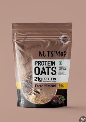 NUTS'MOR Cocoa & Almonds Protein Oats | High Protein & Fibre | No Processed Sugar & Preservatives | Vegan | Healthy Snack & Breakfast Cereal (1kg, Cocoa Almonds)