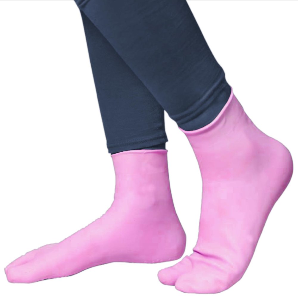 MEDIBAR Waterproof Rubber Socks: Pain Relief for Men and Women, Anti-Crack Gel Heel Ankle Length and Foot Protector Moisturising Socks for Foot Care,(Medium)(7-8-9)(Pink) Pack of 3