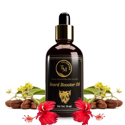 TALISMANE Professional Beard Booster Oil (30ml, Pack of 2)- with Vitamin E, Hibiscus & Almond Oil for Faster Thicker & Longer Looking Beard- Fills Patchy Beard -No Harmful Chemicals