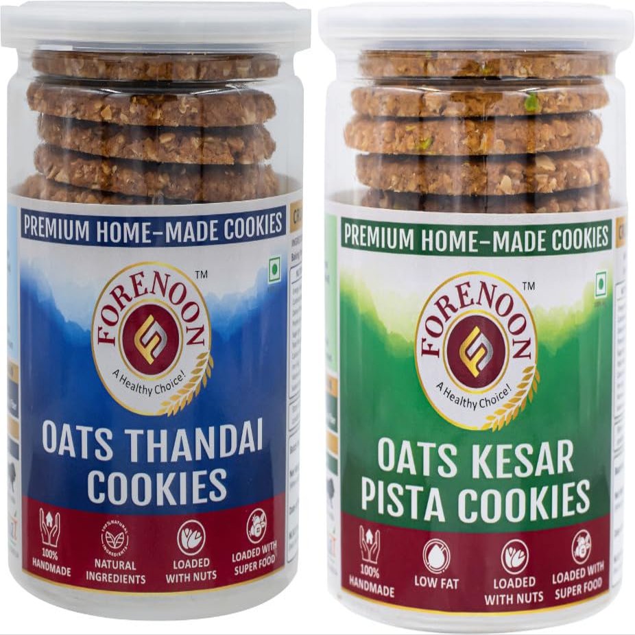 Fore Noon oats thandai & kesar cookies (356 g, Pack of 2)