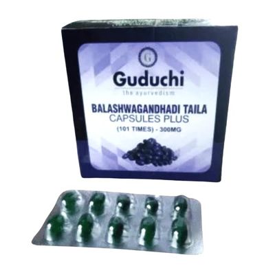 BALASHWAGANDHADI TAILA CAPSULES PLUS-10X10 Capsules (101 TIMES-300mg)| Softgel Capsules Helps in Neuro-Muscular Disorders - by Guduchi Ayurveda