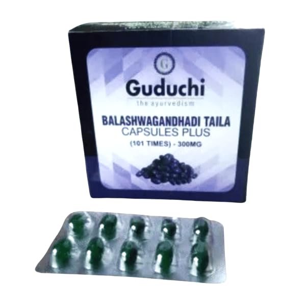 BALASHWAGANDHADI TAILA CAPSULES PLUS-10X10 Capsules (101 TIMES-300mg)| Softgel Capsules Helps in Neuro-Muscular Disorders - by Guduchi Ayurveda