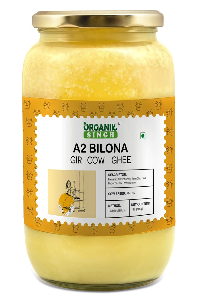 Organik Singh A2 Bilona Gir Cow ghee | Vedic Bilona Method | A2 Certified | Curd-Churned | Grass-fed Gir Cows ((1 LITRE))