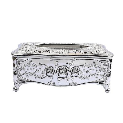 Cazuela Rose Tissue Box Acrylic Holder Cover Luxurious Elegant Design Tissue Holders Paper Holder Napkin Holder for Home Toilet Bathroom Bedroom Office (Silver & White)
