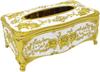 Cazuela Rose Tissue Box Acrylic Holder Cover Luxurious Elegant Design Tissue Holders Paper Holder Napkin Holder for Home Toilet Bathroom Bedroom Office (Golden & White) view 1